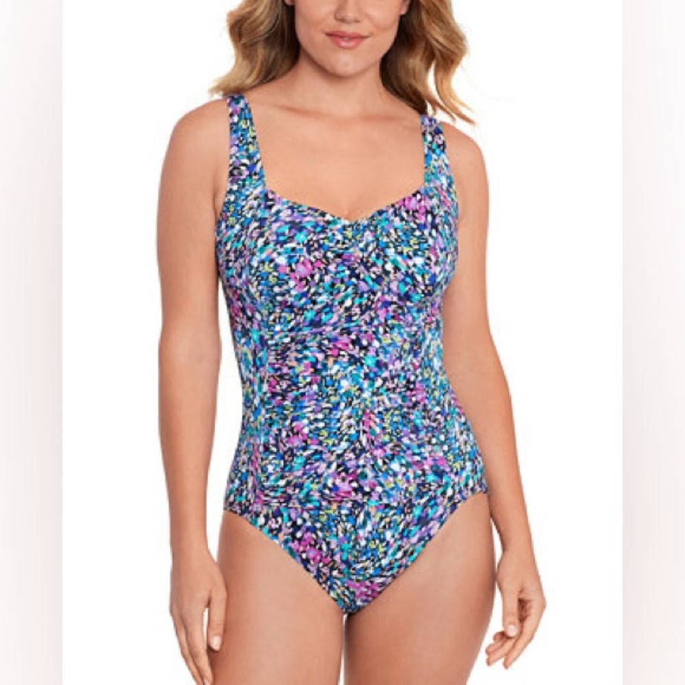 Women's Tummy-Control Shirred-Bodice One-Piece 16
